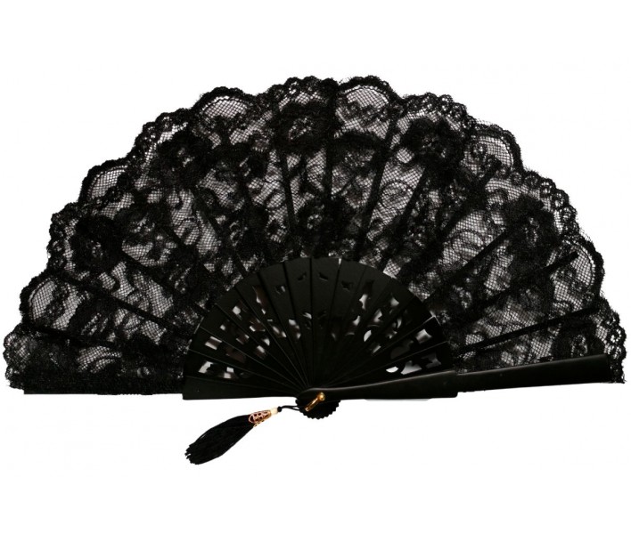 Abanico de ceremonia o fiesta de madera calado con...