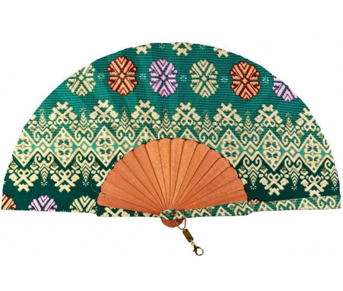Abanico de madera de 23cm estampado con funda a juego y...