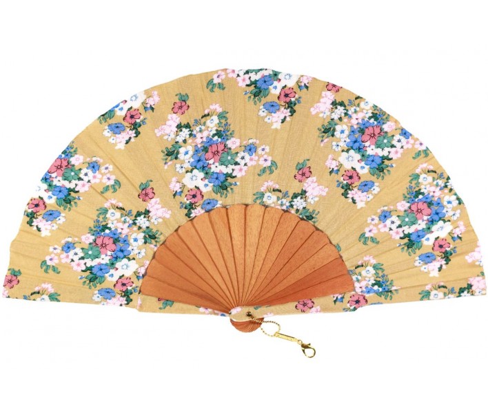 Abanico de madera de 23cm estampado con funda a juego y...