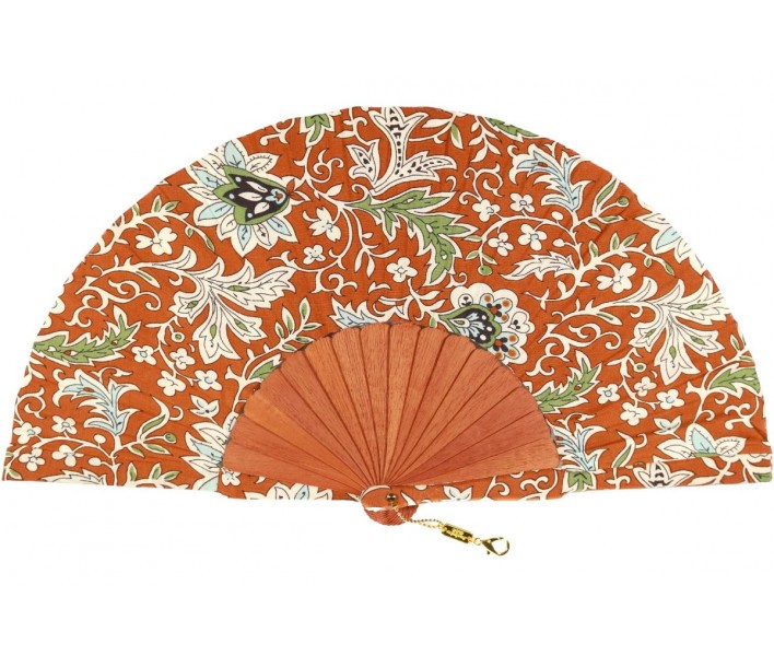 Abanico de madera de 23cm estampado con funda a juego y...