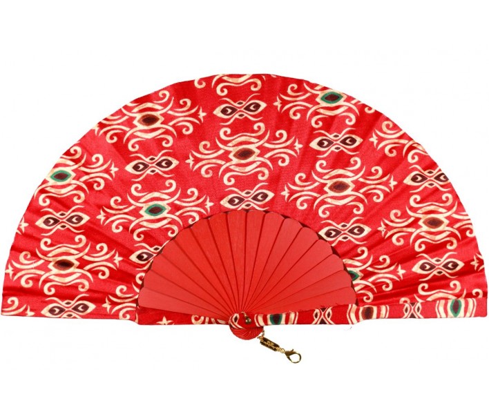 Abanico de madera de 23cm estampado con funda a juego y...
