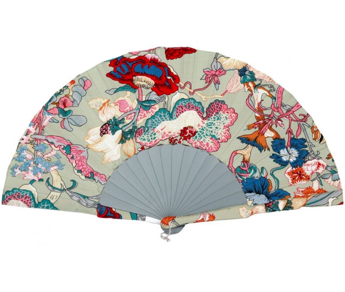 Abanico de madera de 23cm estampado con funda a juego y...