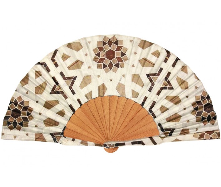 Abanico de madera de 23cm estampado con funda a juego y...