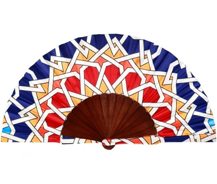 Abanico de madera de 23cm estampado con funda a juego y...