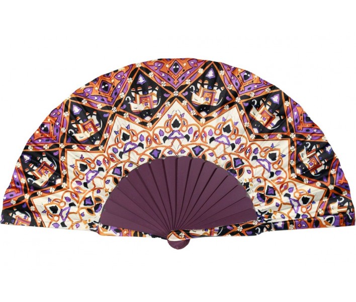 Abanico de madera de 23cm estampado con funda a juego y...