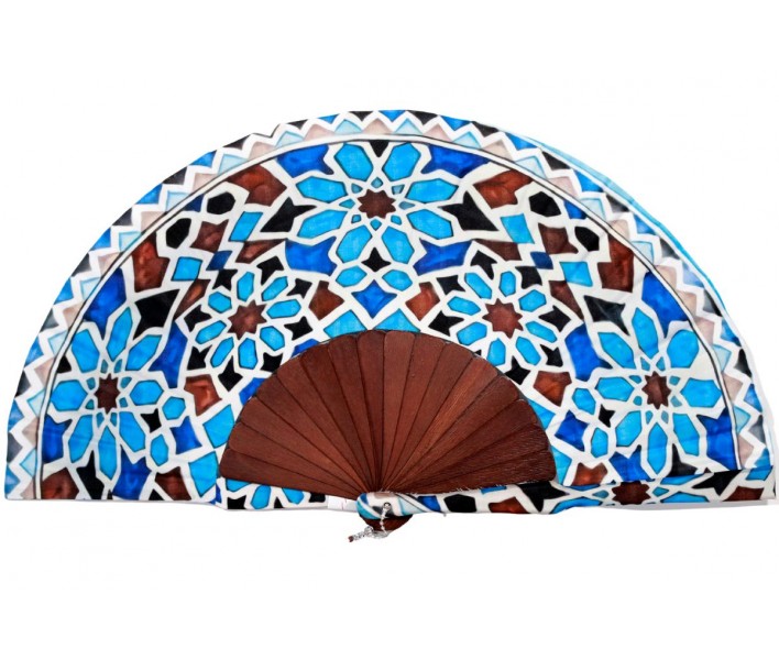 Abanico de madera de 23cm estampado con funda a juego y...